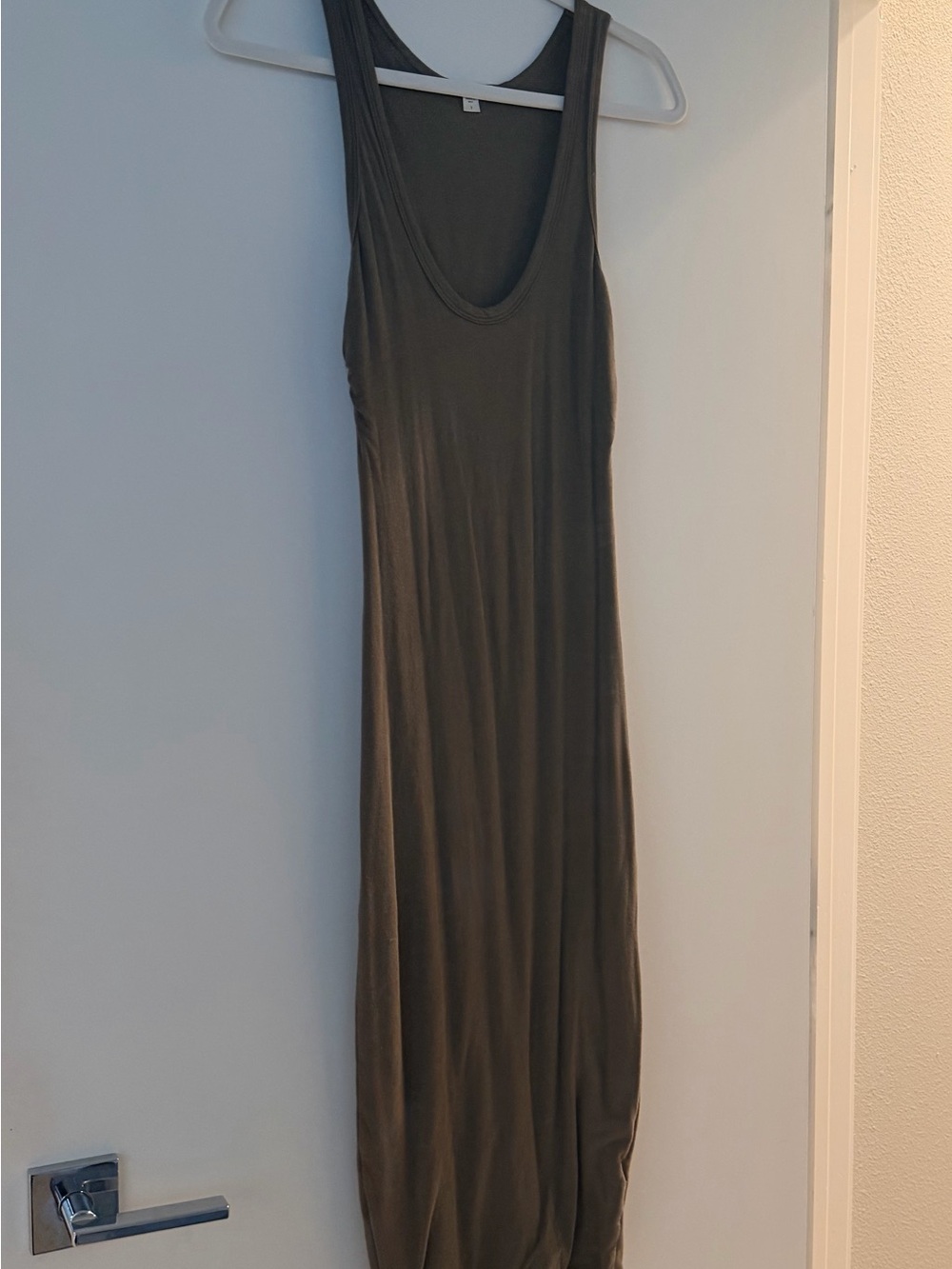 James Perse Sleeveless Midi Dress in Olive Green